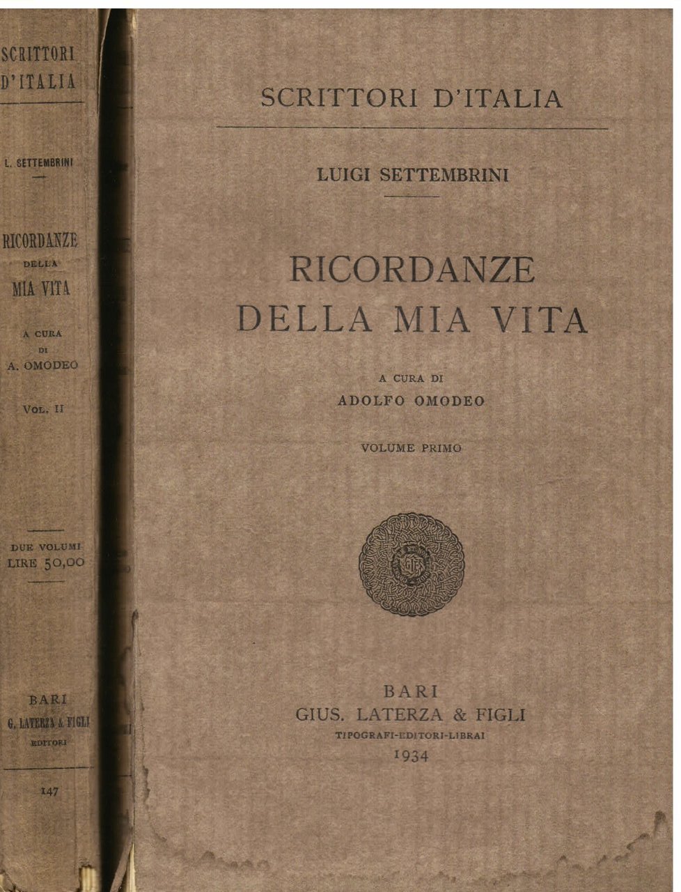 Ricordanze della mia vita. A cura di Adolfo Omodeo