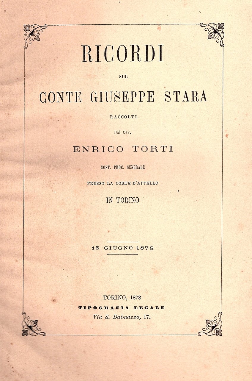 Ricordi del Conte Giuseppe Stara raccolti