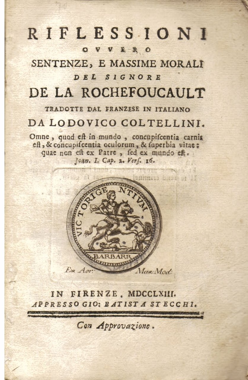 Riflessioni ovvero sentenze, e massime morali tradotte dal franzese in …