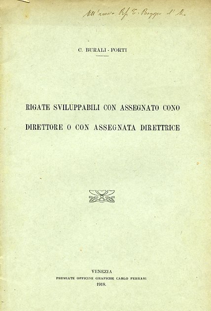 Rigate sviluppabili con assegnato cono direttore o con assegnata direttrice