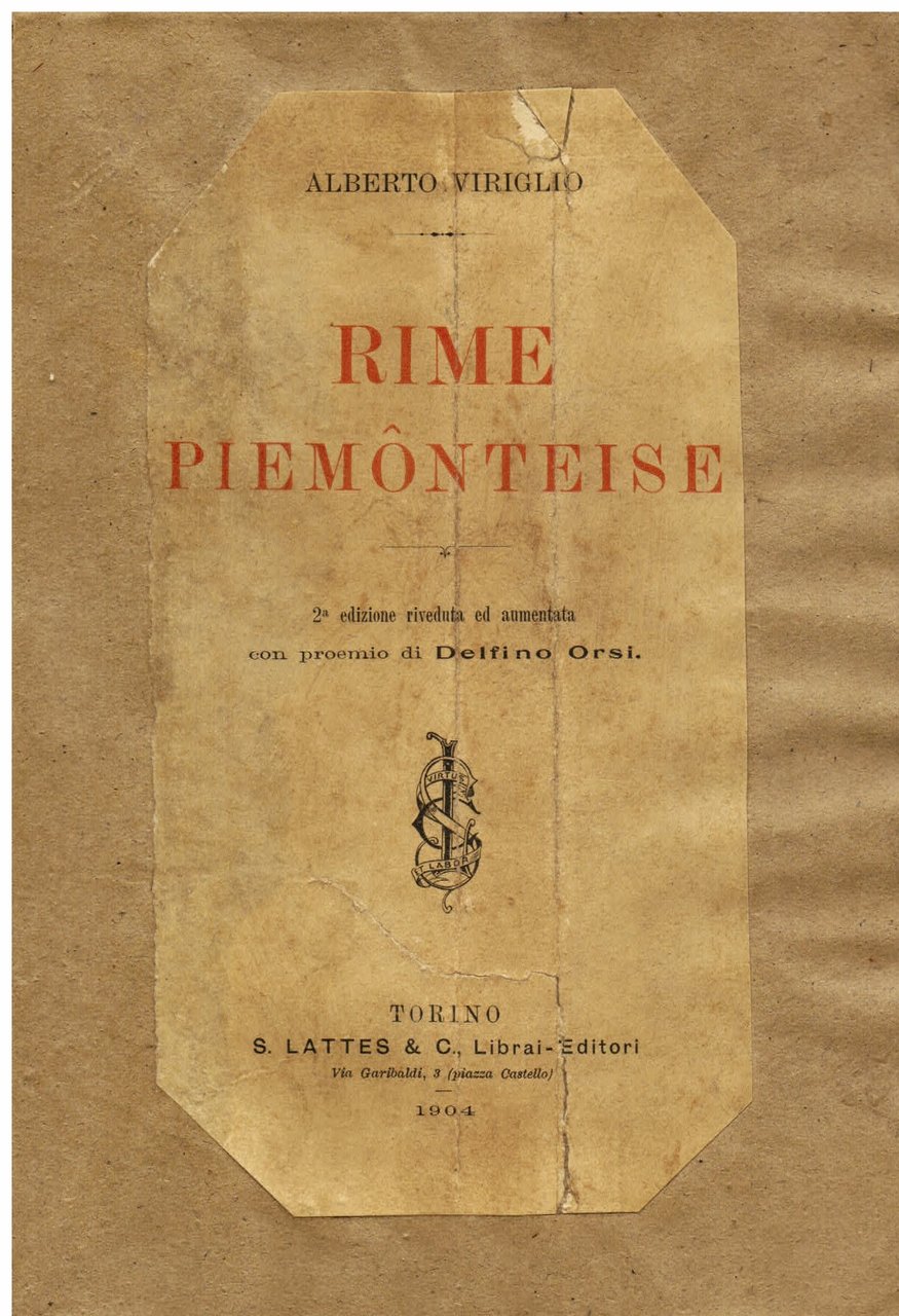 Rime piemônteise. 2a edizione riveduta ed aumentata con proemio di …