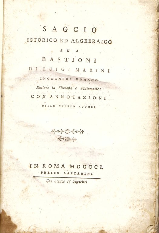 Saggio istorico ed algebrico sui bastioni