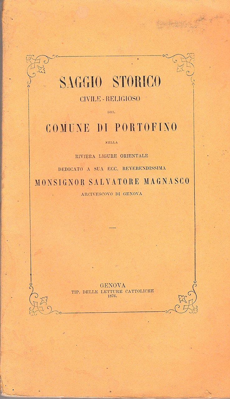 Saggio storico civile - religioso del comune di Portofino della … | Immagine principale