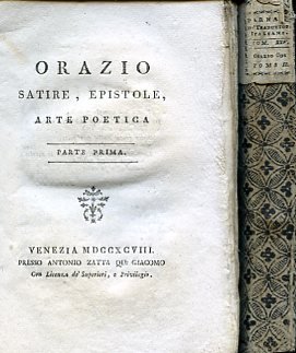 Satire, Epistole, Arte Poetica. Parte prima - Le Odi tradotte …