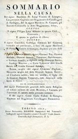 Sommario nella causa del signor Marchese D. Luigi Viarisio di …