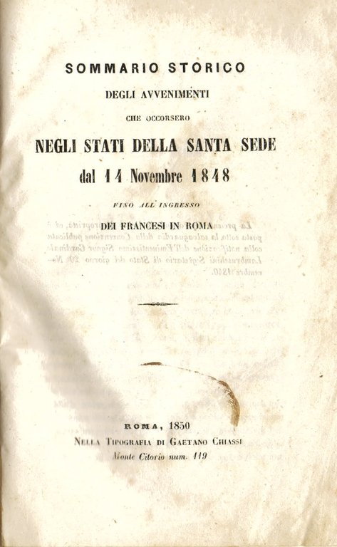 Sommario storico degli avvenimenti che occorsero negli Stati della Santa … | Immagine Gallery 1