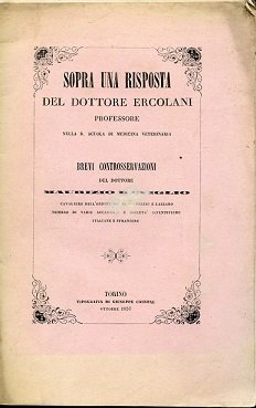 Sopra una risposta del dottore Ercolani professore nella R. Scuola …