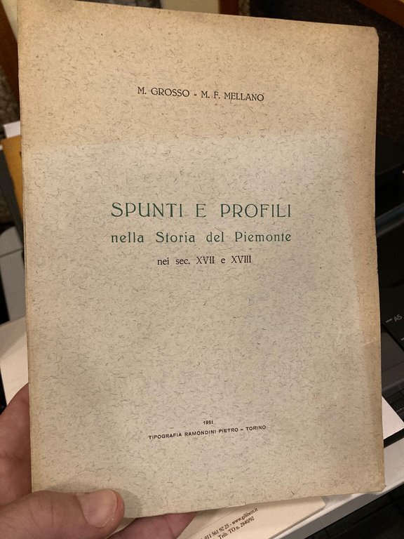 Spunti e profili nella Storia del Piemonte nei sec. XVII …