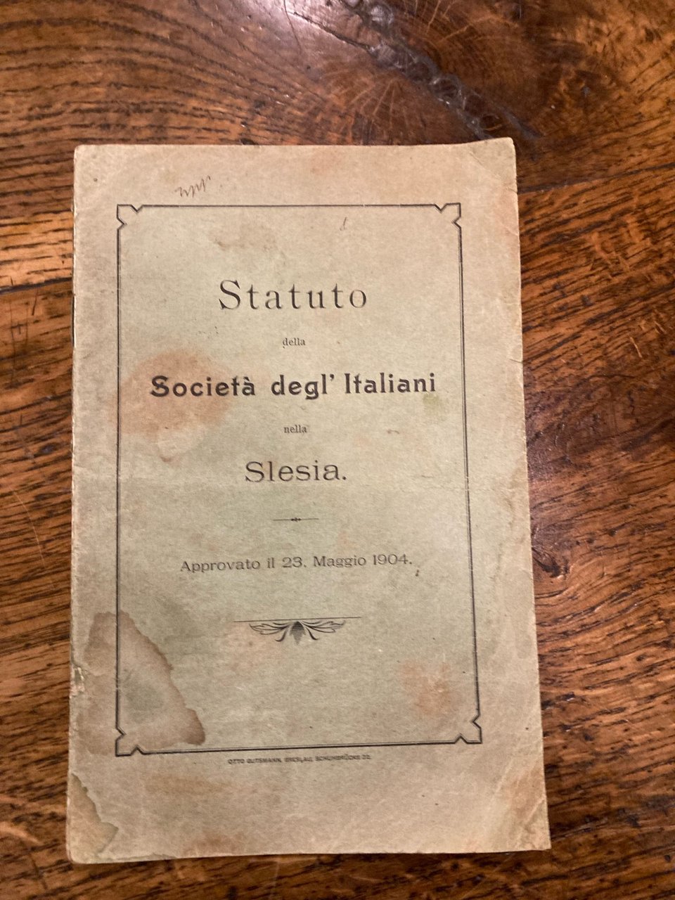 Statuto della Società degl' Italiani in Slesia. Approvato il 23 …