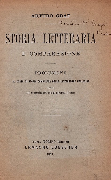 Storia letteraria e comparazione. Prolusione al corso di storia comparata … | Immagine Gallery 1