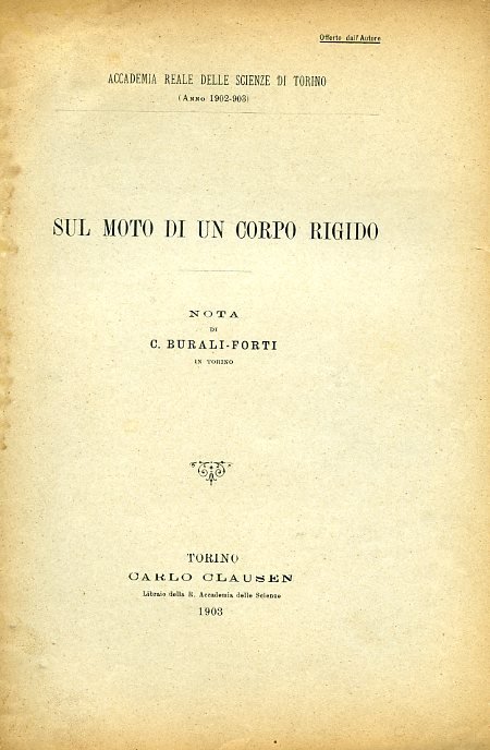 Sul moto di un corpo rigido. Nota