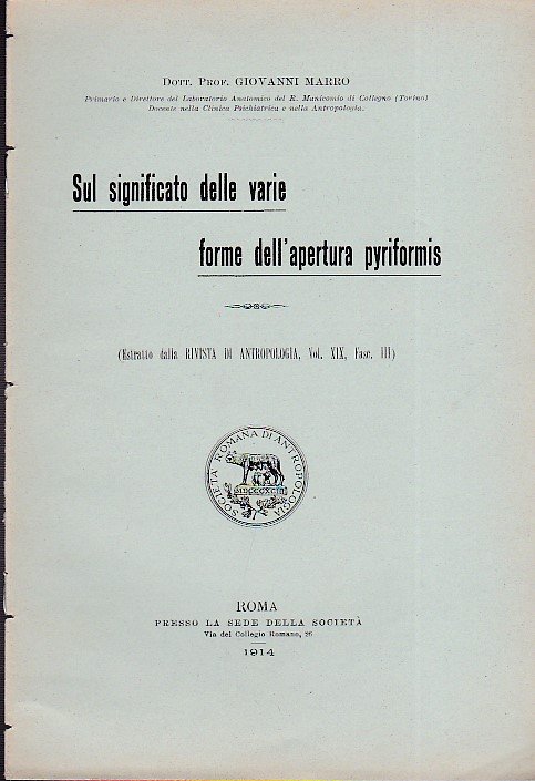 Sul significato delle varie forme dell'apertura pyriformis (estratto dalla Rivista … | Immagine principale