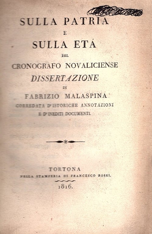 Sulla patria e sulla età del cronografo novaliciense. Corredata d' … | Immagine Gallery 1
