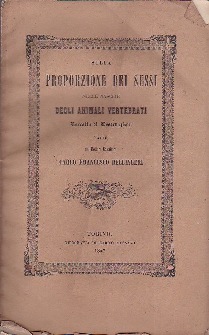 Sulla proporzione dei sessi nella nascite degli animali vertebrati. Raccolta …