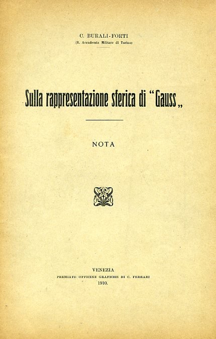 Sulla rappresentazione sferica di 'Gauss'. Nota