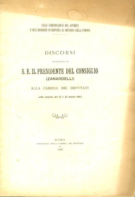 Sulle comunicazioni del governo e sull'indirizzo di risposta al discorso …