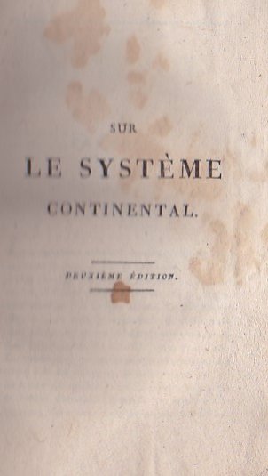 Sur le système continental. Deuxième édition