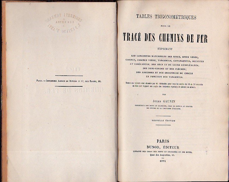 Tables trigonométriques pour le tracé des chemins de fer exprimant …