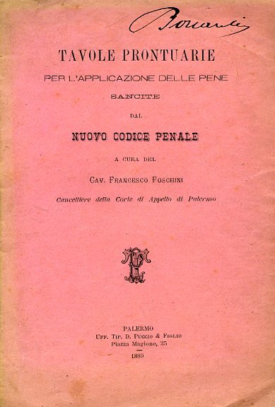 Tavole prontuarie per l'applicazione delle pene sancite dal nuovo Codice …