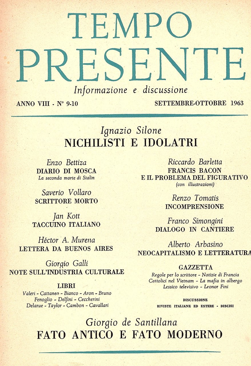 Tempo presente. Informazione e discussione Anno VIII, N° 5 Maggio …