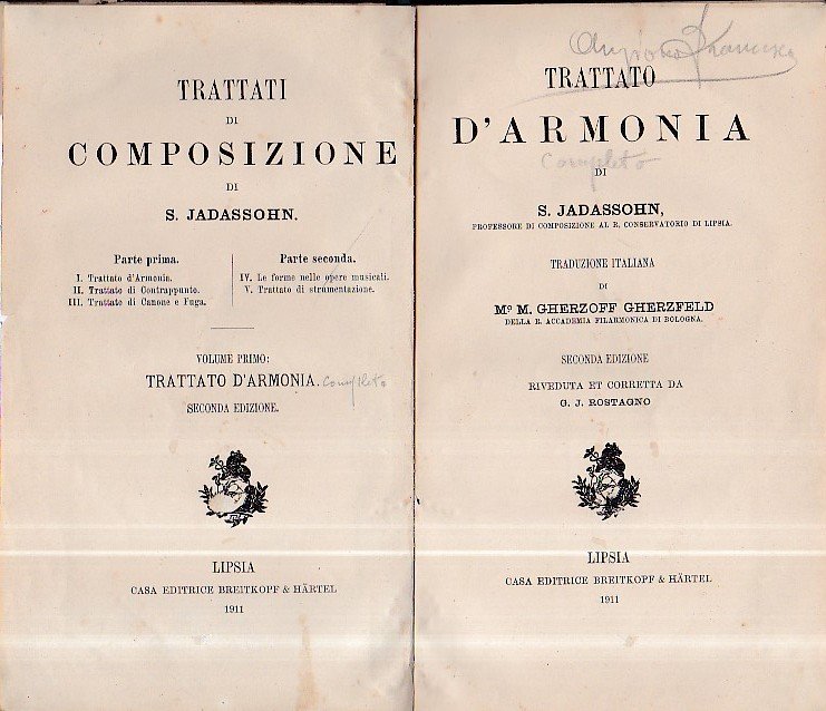 Trattato d' armonia. Traduzione italiana di M. M. Gherzoff Gherzfeld. …