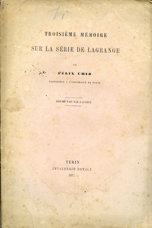 Troisième mémoire sur la série de Lagrange. Résumé fait par …