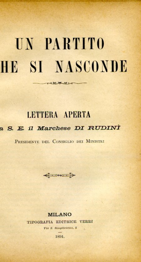 Un partito che si nasconde. Lettera aperta a S. E. …