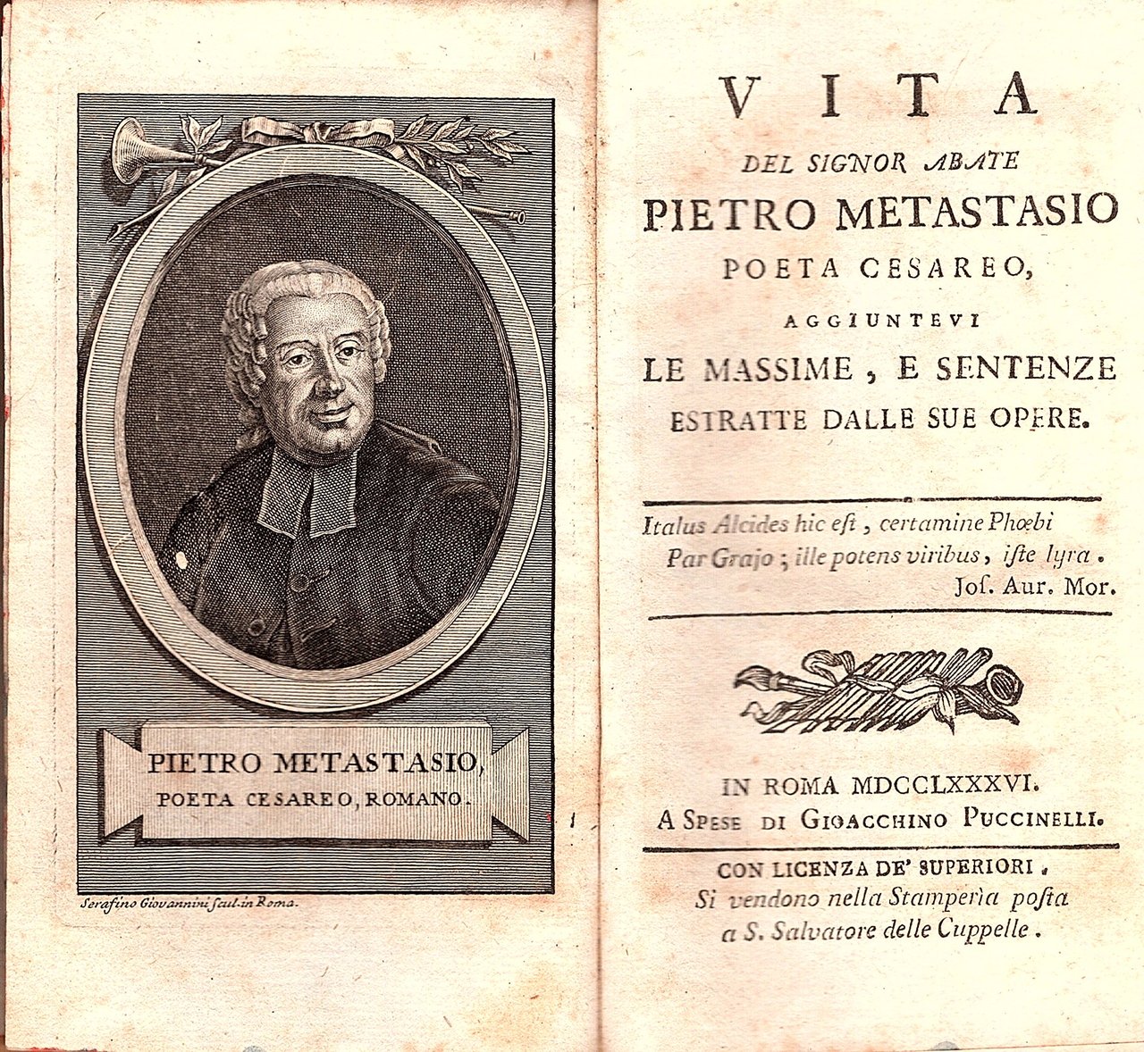 Vita del Signor Abate Pietro Metastasio Poeta Cesareo aggiuntevi Le …
