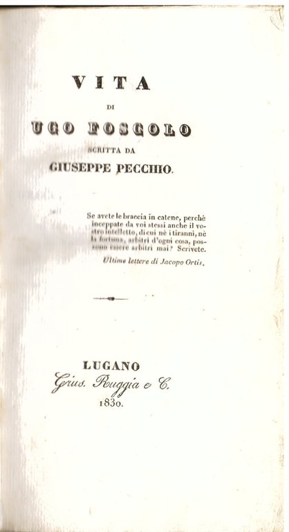 Vita di Ugo Foscolo