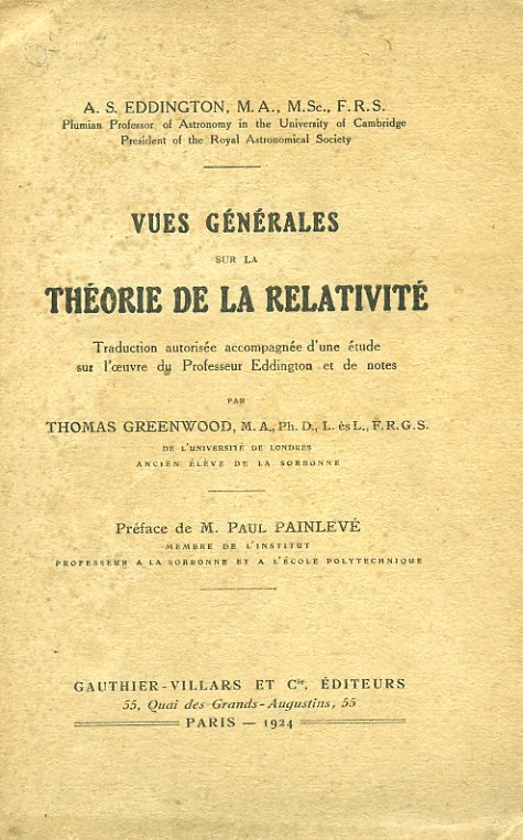 Vues générales sur la théorie de la relativité. Traduction autorisée …