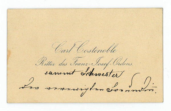 Visitkarte mit eigenh. Zusatz.