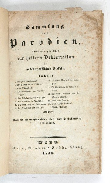 Sammlung von Parodien, besonders geeignet zur heitern Deklamation in gesellschaftlichen …
