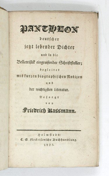 Pantheon deutscher jetzt lebender Dichter und in die Belletristik eingreifender …