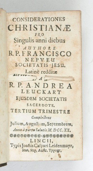 Considerationes christianae pro singulis anni diebus. Tertium (-quartum) trimestre.