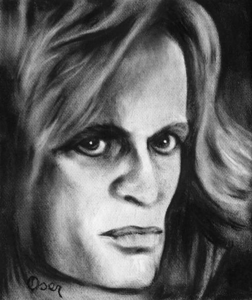 Eigenh. Kohlezeichnung (Portrait Klaus Kinskis im Dreiviertelprofil). 475:410 mm.