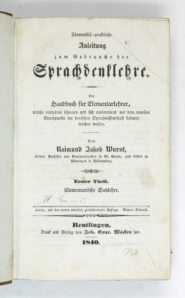 Theoretisch-praktische Anleitung zum Gebrauche der Sprachdenklehre. Ein Handbuch für Elementarlehrer …