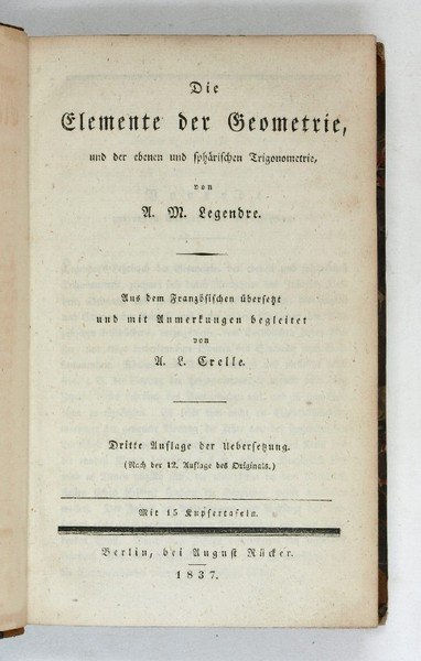 Die Elemente der Geometrie, und der ebenen und sphärischen Trigonometrie. …