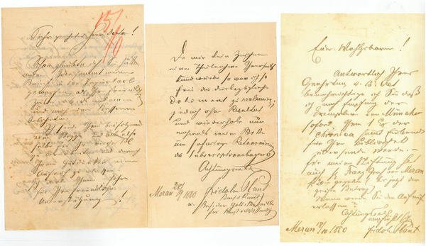 3 eigenh. Briefe mit U.