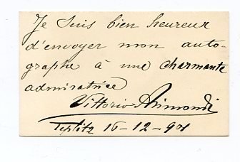 Visitkarte mit 4 eigenh. Zeilen und U. verso.