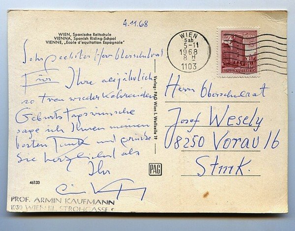 Eigenh. Bildpostkarte mit U.