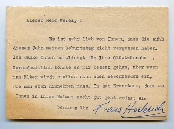 Ms. Postkarte mit eigenh. U.