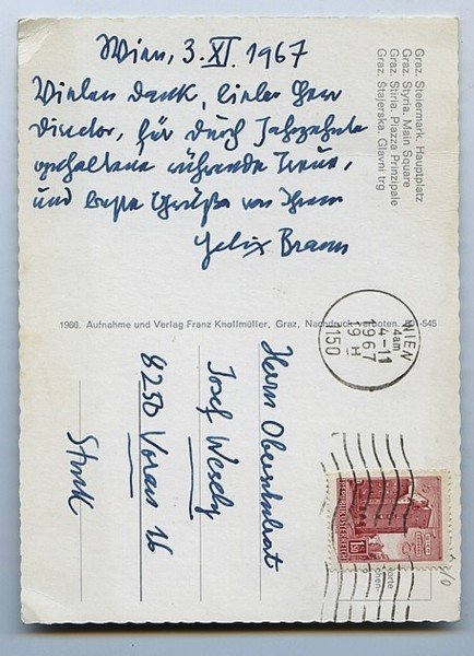 Eigenh. Bildpostkarte mit U.