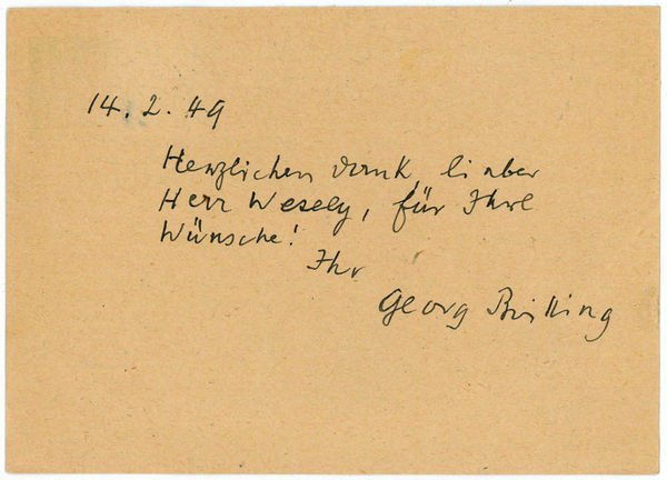 Eigenh. Postkarte mit U.