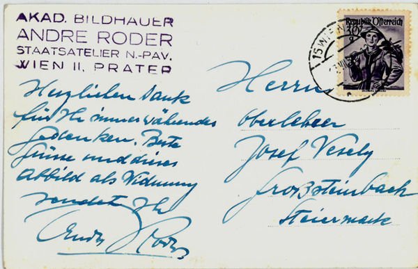 Eigenh. Bildpostkarte mit U.