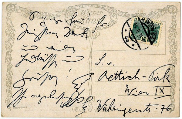 Eigenh. Bildpostkarte mit Paraphe.