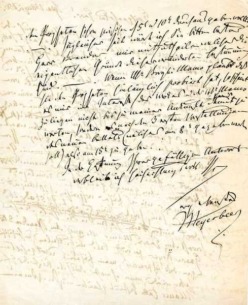 Autograph letter signed ("Meyerbeer").