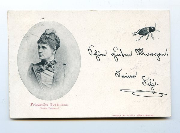 Eigenh. Portraitpostkarte mit U. ("Deine Fifi").