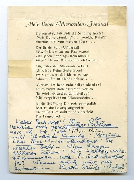 Eigenh. Portraitpostkarte mit U.