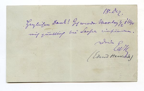 Eigenh. Mitteilung mit Paraphe ("EdH").