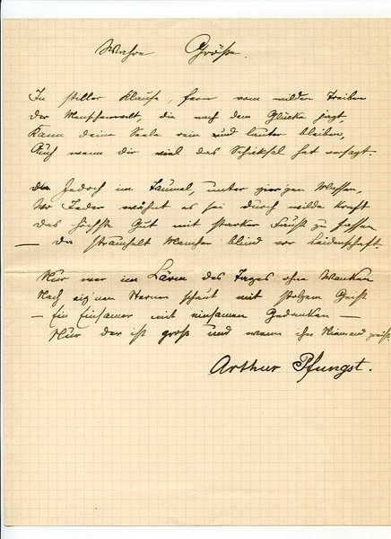 Wahre Größe. Eigenh. Gedicht (12 Zeilen) mit U.